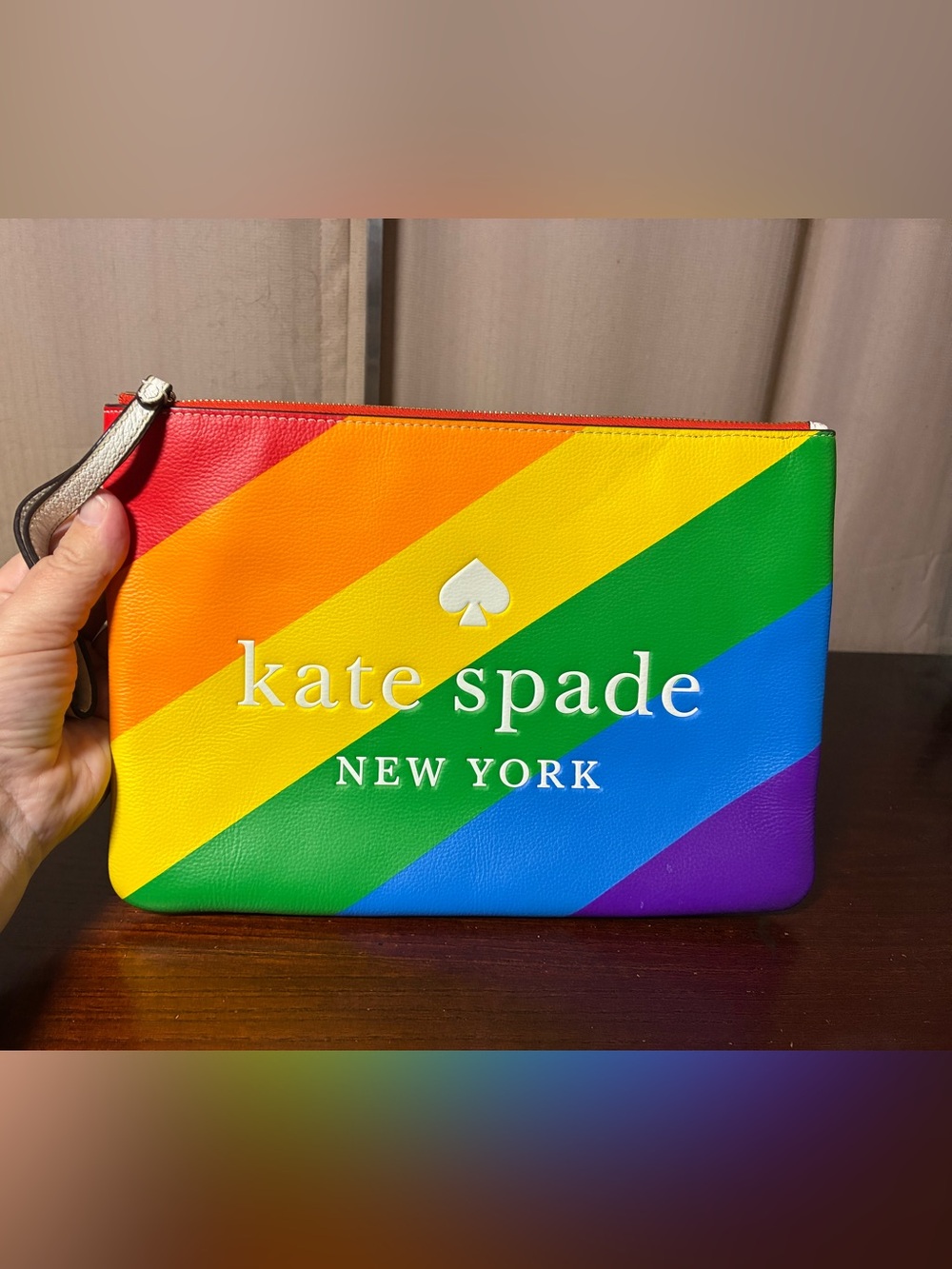 Kate Spade Rainbow Diagonal Stripe Wristlet